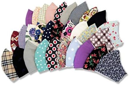 Second fan of patterned cotton masks in polka dot, check and floral prints