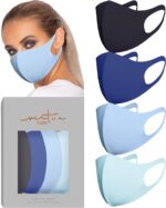 Blue-tone set in navy, cornflower, light blue and aqua with a model wearing light blue