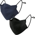 Navy and black 3-layer cotton masks with adjustable ear loops