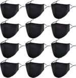 All-black unisex 12 pack of cloth face masks