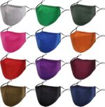 Twelve multicolor cloth masks including pink, orange, purple and red