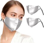 Light gray silk face mask 2 pack with elastic ear loops
