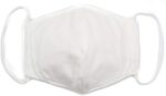 Plain white cotton face mask with elastic ear loops