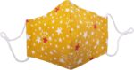 Mustard yellow cotton mask with red and white star print