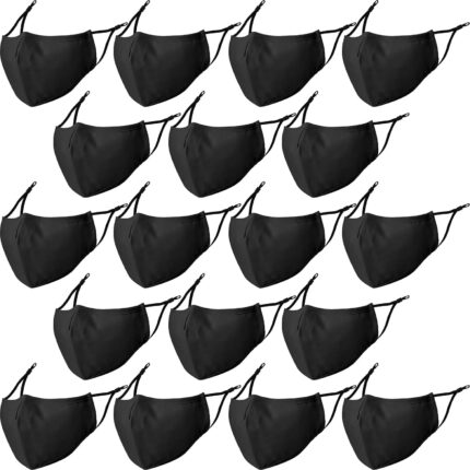 Eighteen all-black reusable cloth masks