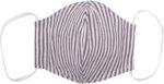 Gray and white striped cotton mask laid flat
