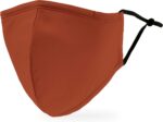 Rustic orange three-layer fabric mask with black ear loops