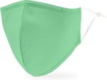 Mint green washable face mask with white ear straps