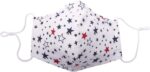 White face mask with navy and red star print