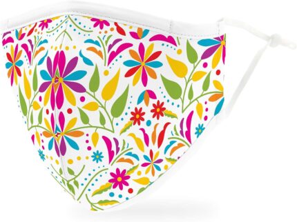 Fiesta Floral print cloth mask with bright multicolor flowers
