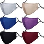PAGE ONE adjustable cotton face masks 6 pack in gray, khaki, blue, purple, black and wine red