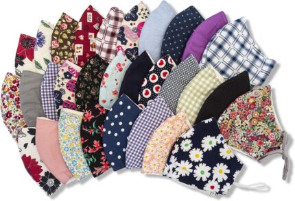 HOPE LOVE SHINE assorted print cotton face masks fanned out in floral, plaid and solid fabrics