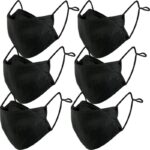 BASE CAMP cotton face mask with filter pocket, six black masks
