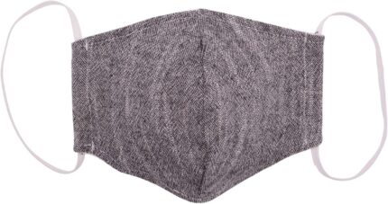 Double layer cotton face mask in gray with a linen-like texture and ear loops