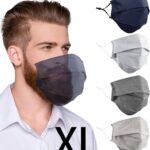 Extra large face masks for men with beards, 4 pack in dark gray, navy, gray and beige