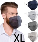 Extra large face masks for men with beards, 4 pack in dark gray, navy, gray and beige