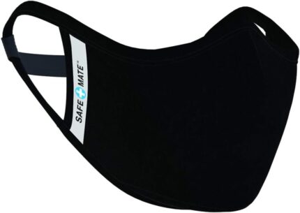 Safe+Mate large adult cloth face mask with filter in black, side view
