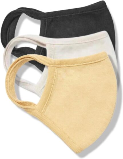Melanzy Organics soft cotton face masks for adults in black, white and beige