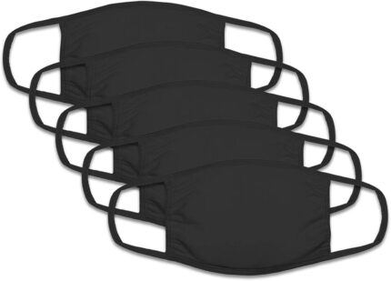 Fruit of the Loom unisex cotton face mask 5 pack in black