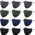 MAZJOYDAY washable cloth face masks 12 pack in gray, green, navy and black