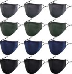 MAZJOYDAY washable cloth face masks 12 pack in gray, green, navy and black